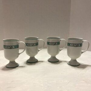 4 Vintage Porcelain Footed Pedestal Irish‎ Coffee mugs by GHC